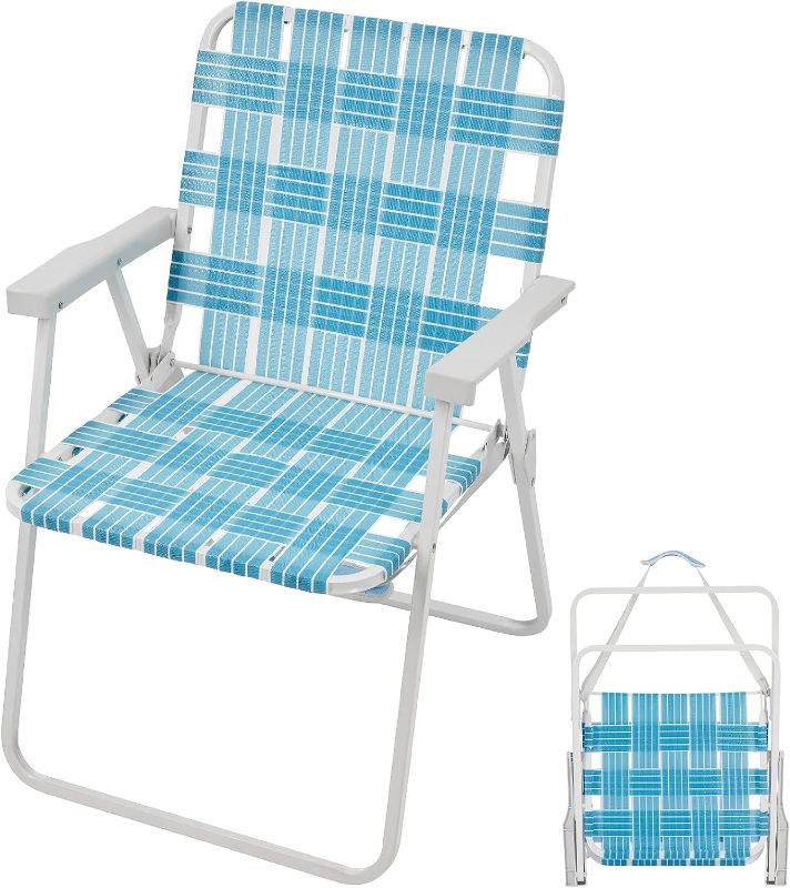 Photo 1 of #WEJOY Folding Webbed Lawn Beach Chair - Heavy Duty Portable Outdoor Chair with Hard Armrest for Camping,Garden,Concerts,Festivals and Sand Picnic BBQ,265 LBS

