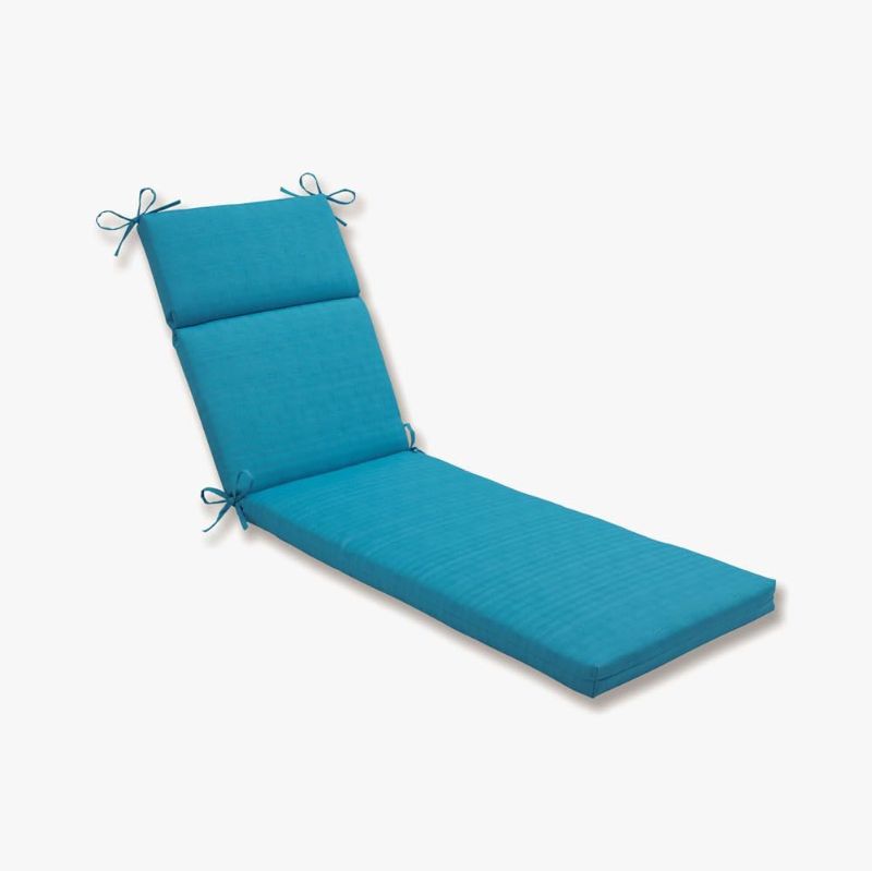 Photo 1 of *STOCK PHOTO JUST FOR REFERENCE**Pillow Perfect Monti Chino Solid Indoor/Outdoor Patio Chaise Lounge Cushion Plush Fiber Fill, Weather and Fade Resistant, 72.5" x 21" BLUE PATTERN 