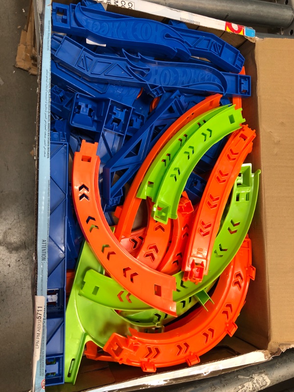 Photo 2 of ?Hot Wheels Track Set and 1:64 Scale Toy Car, 29" Tall Track with Motorized Booster for Fast Racing, Action Spiral Speed Crash Playset???? SHIPS IN OWN CONTAINER