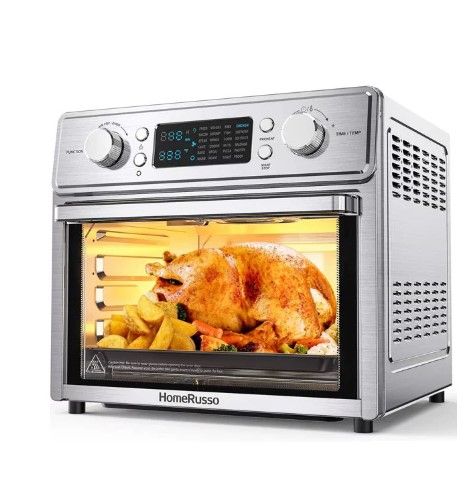 Photo 1 of HomeRusso 25L/26.3QT Air Fryer Oven, 24-in-1 Air Fryer Toaster Oven Stainless Steel Convection Oven Countertop Combo with 10 Accessories, 1700W
