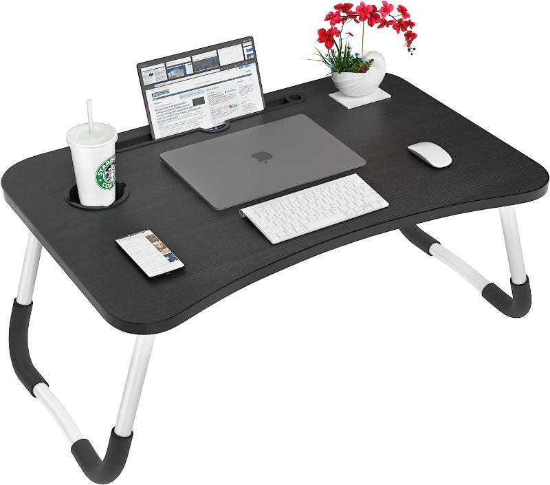 Photo 2 of 
Astoryou Lap Desk, Foldable Laptop Table for Bed Portable Bed Desk for Laptop with Cup Holder, Laptop Desk Bed Trays for Working, Eating and Writing (Black)
Color:Black