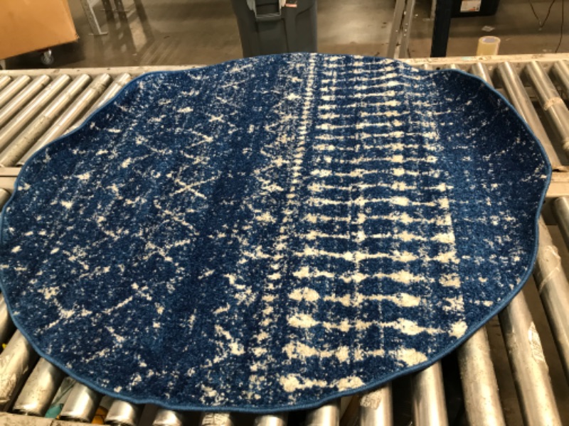 Photo 2 of **USED AND DIRTY**
nuLOOM Moroccan Blythe Area Rug, 4' Round, Blue
