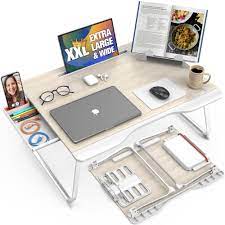 Photo 1 of Cooper Mega Table Plus - Premium XXL Extra Large Lap Desk w/Book Stand | Multifunctional Folding Laptop Stand for Bed, Laptop Desk for Bed, Laptop Bed Stand, Laptop Bed Tray, Floor Desk (White Oak)
