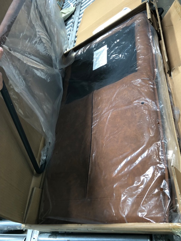 Photo 1 of MAISON ARTS Steel Frame Leather Accent Chair Mid Century Modern Lounge Arm Chair Soft Upholstered for Home Office Study Living Room, 350LBS Bear Capacity, Brown
