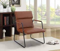 Photo 1 of MAISON ARTS Steel Frame Leather Accent Chair Mid Century Modern Lounge Arm Chair Soft Upholstered for Home Office Study Living Room, 350LBS Bear Capacity, Brown
