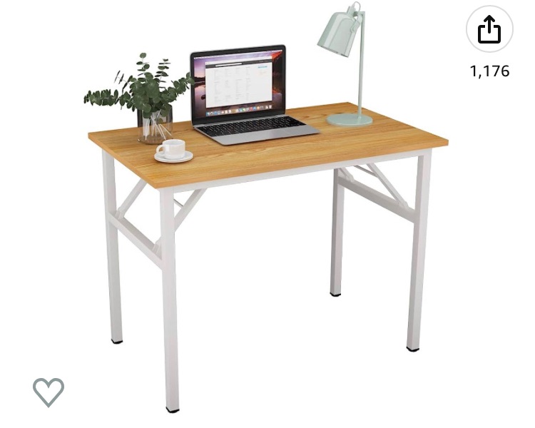 Photo 1 of DlandHome 39 inches Folding Table Computer Desk Portable ActivityTable Conference Table Home Office Desk, Fully Assembled Teak and White