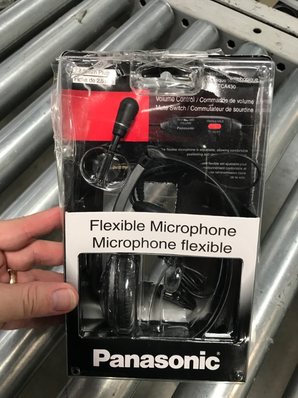 Photo 2 of Panasonic Comfort Fit Headset for TCA Series Cordless Landline Phones, Foldable Headset with Flexible Noise-Cancelling Microphone and Volume Control, 2.5 mm Plug, Grey/Silver KX-TCA430