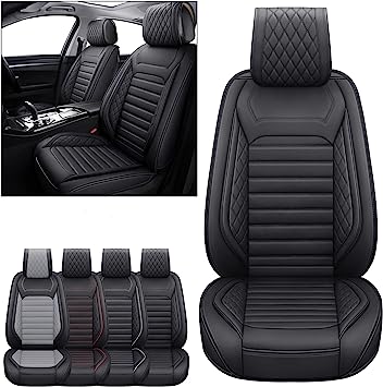 Photo 1 of Aierxuan Front Car Seat Covers Universal Fit for Toyota Highlander Prius Camry Rav4 Yaris Sienna FJ Cruiser Outback Honda Jeep Ford Hyundai with Waterproof Leather(2PCS Front,Black A)