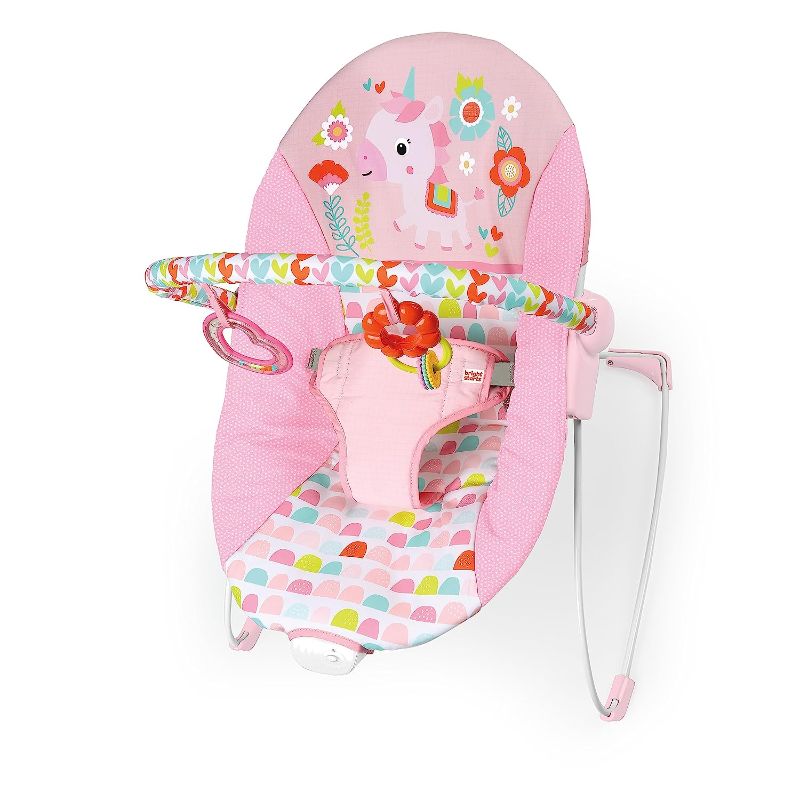 Photo 1 of Bright Starts Fanciful Fantasy Unicorn 3-Point Harness Vibrating Baby Bouncer with -Toy bar
