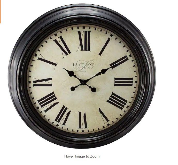 Photo 1 of 23 in. Antique Bronze Dial Quartz Analog Wall Clock with Roman Numerals
