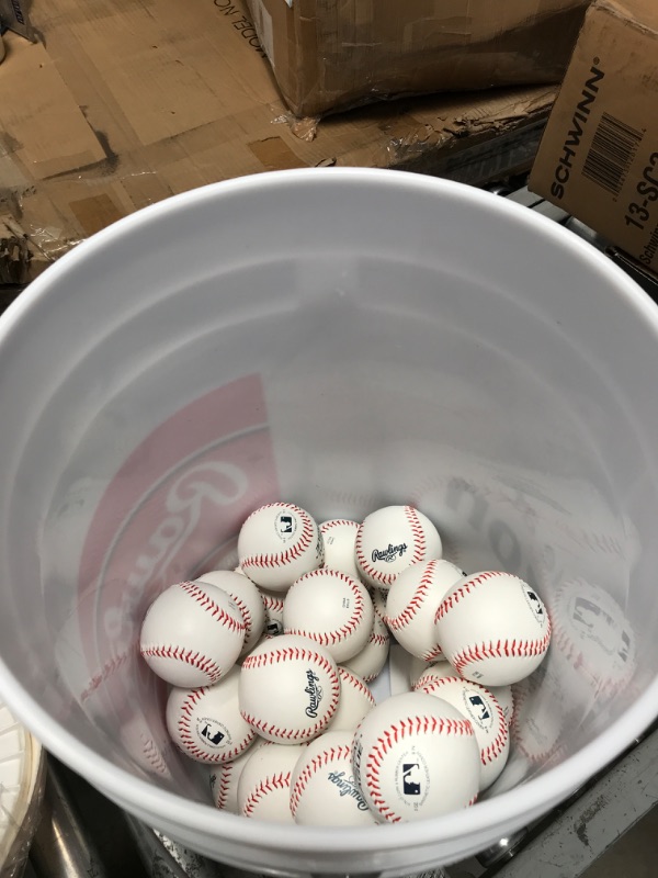 Photo 2 of Rawlings | Official League Competition Grade Baseballs | ROLB1X | Game/Practice Use | Youth/14U | Bucket | 24 Count