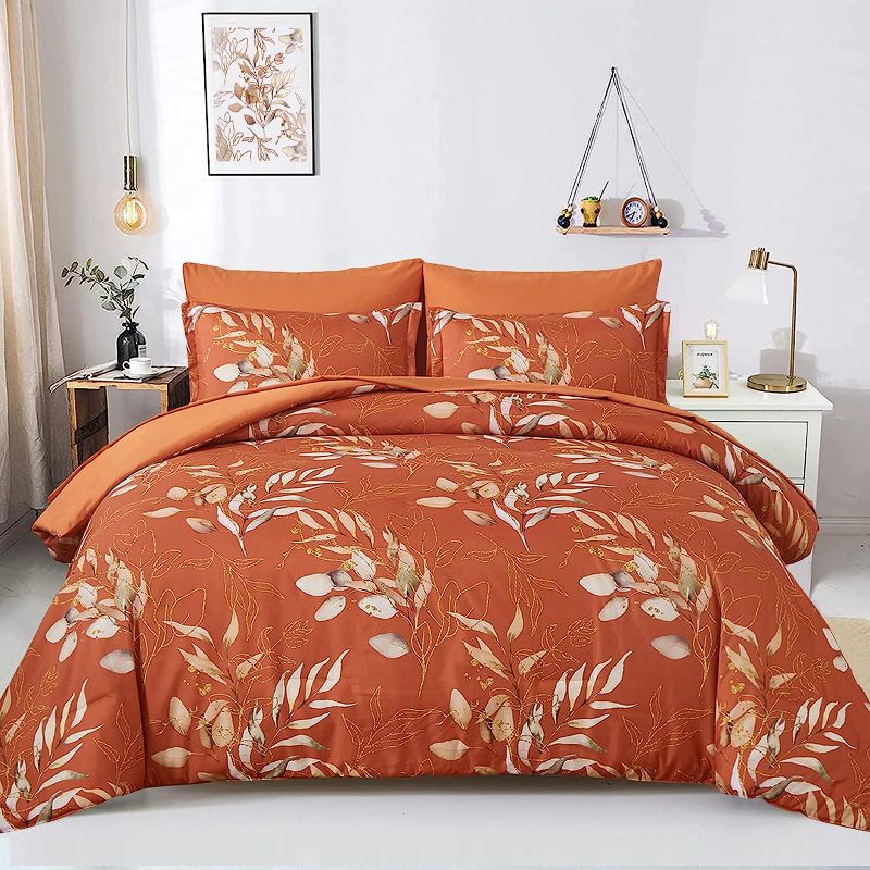 Photo 1 of 
Botanical Comforter Set Queen, 7 Pieces Terracotta