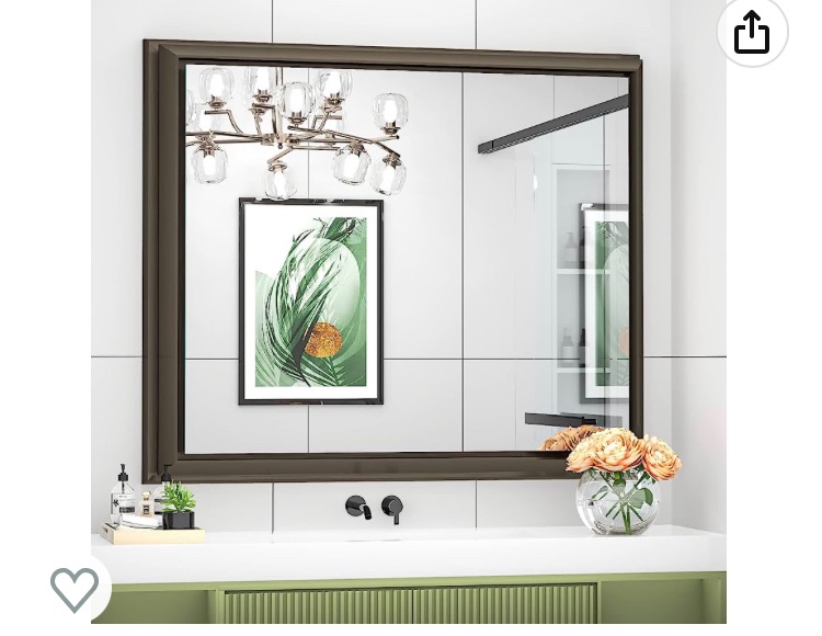 Photo 1 of *STOCK PHOTO JUST FOR REFERENCE** Vosuja 30 x 36 Inch Bronze Bathroom Mirrors for Vanity, Rectangular Mirror for Bathroom,Metal Framed Wall Mirrors with Non-Rusting Aluminum Alloy Metal Frame and Tempered Glass(Horizontal/Vertical)