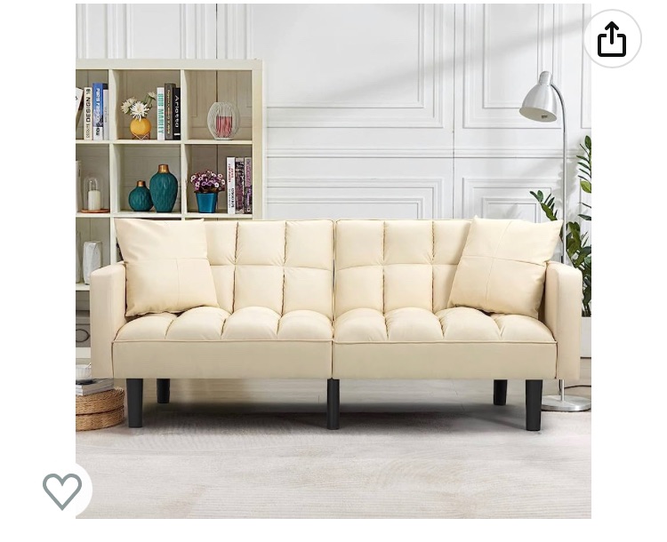 Photo 1 of *STOCK PHOTO JUST FOR REFERENCE SLIGHTLY DIFFERENT* Futon Sofa Bed, Modern Convertible Sofa Bed  with Adjustable Back, Arms and High Strength BEIGE
