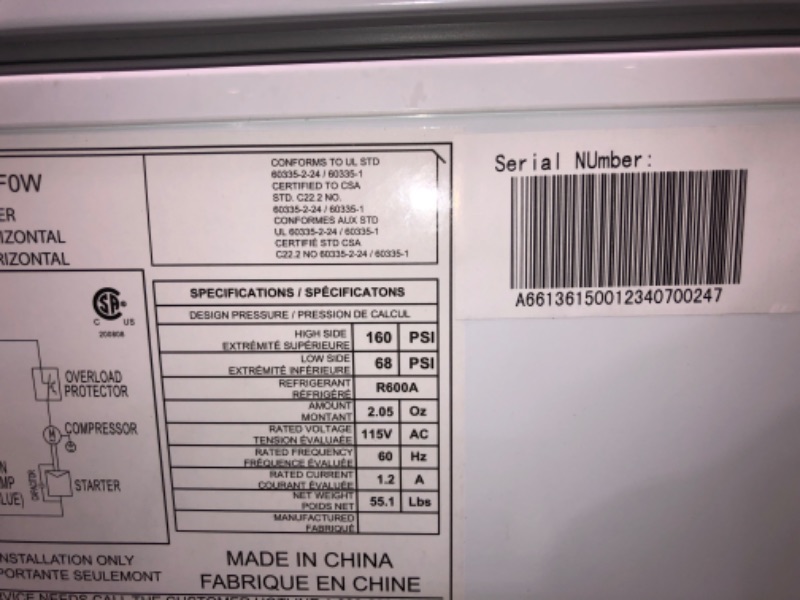 Photo 4 of *NONFUNCTIONAL**Avanti CF5F0W CF5F 5.0 cu. ft. Garage Ready Chest Freezer, in White
