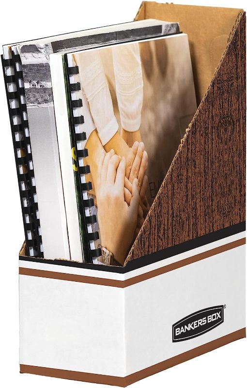 Photo 1 of Bankers Box Magazine File Holders, Oversized Letter, 12 Pack (07224), Woodgrain/White
