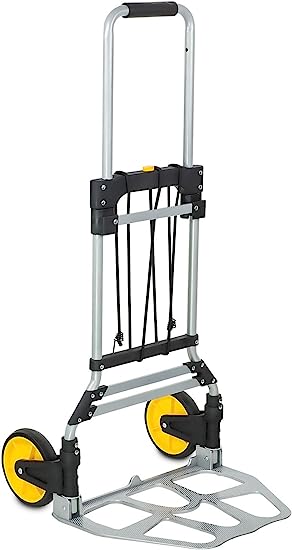 Photo 1 of  Folding Hand Truck and Dolly, 264 Lb Capacity Heavy-Duty Luggage Trolley Cart With Telescoping Handle and Rubber Wheels, Silver, Black, Yellow,
