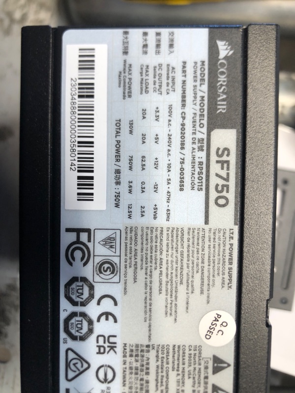 Photo 3 of Corsair SF Series, SF750, 750 Watt, SFX, 80+ Platinum Certified, Fully Modular Power Supply (CP-9020186-NA) 750 Watts Power Supply