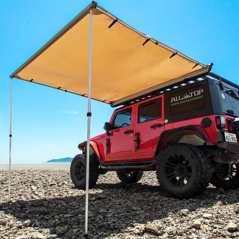 Photo 1 of ALL-TOP Vehicle Awning 6.6'x8.2' Rooftop Pull-Out Retractable 4x4 Weather-Proof UV50+ Side Awning for Jeep/SUV/Truck/Van
