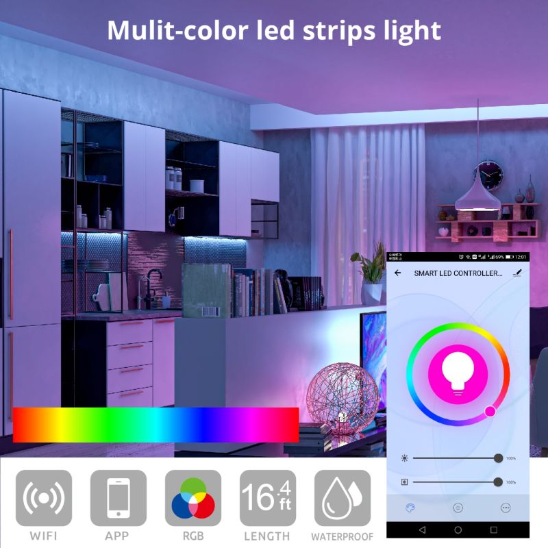 Photo 1 of LP-03 Under Cabinet LED Strip Lights - Wifi-App Controlled, Multi Color
