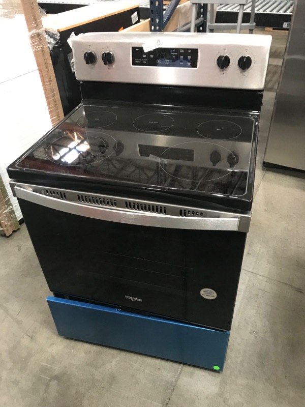 Photo 7 of DENTED/SCRATCHED**Whirlpool 30-in Smooth Surface Glass Top 5 Elements 5.3-cu ft Steam Cleaning Freestanding Electric Range (Fingerprint Resistant Stainless Steel)
