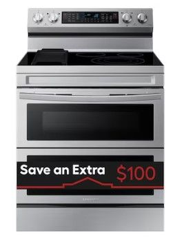 Photo 1 of OVEN DOOR DOESNT LATCH**Samsung 30-in Smooth Surface Glass Top 5 Elements 3.4-cu ft / 2.7-cu ft Self-cleaning Air Fry Convection Oven Freestanding Smart Double Oven Electric Range (Fingerprint Resistant Stainless Steel)
