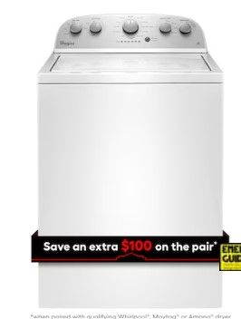 Photo 1 of Whirlpool 3.5-cu ft High Efficiency Agitator Top-Load Washer (White)
