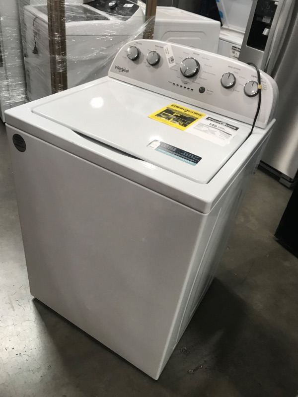 Photo 3 of DENTED FRONT**Whirlpool 3.5-cu ft High Efficiency Agitator Top-Load Washer (White)
