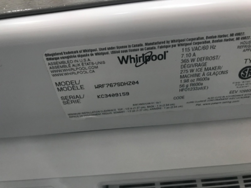 Photo 5 of UNEVEN DOORS**Whirlpool 26.8-cu ft French Door Refrigerator with Dual Ice Maker (Fingerprint Resistant Stainless Steel) ENERGY STAR
