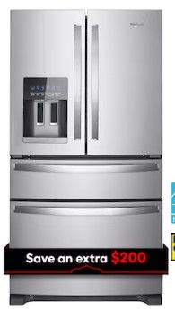 Photo 1 of DENTED SIDE**Whirlpool 24.5-cu ft 4-Door French Door Refrigerator with Ice Maker (Fingerprint Resistant Stainless Steel) ENERGY STAR
