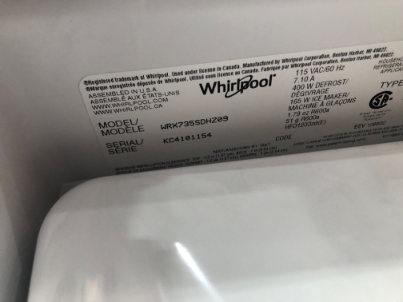 Photo 2 of DENTED SIDE**Whirlpool 24.5-cu ft 4-Door French Door Refrigerator with Ice Maker (Fingerprint Resistant Stainless Steel) ENERGY STAR
