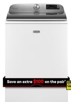 Photo 1 of Maytag Smart Capable 4.7-cu ft High Efficiency Agitator Smart Top-Load Washer (White)
