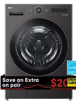 Photo 1 of SCRATCHED**LG 5-cu ft Stackable Steam Cycle Smart Front-Load Washer (Black) ENERGY STAR
