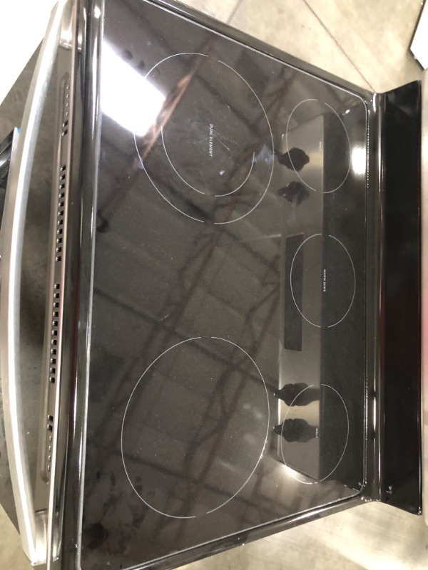 Photo 2 of Whirlpool 30-in Smooth Surface Glass Top 5 Elements 5.3-cu ft Steam Cleaning Freestanding Electric Range (Fingerprint Resistant Stainless Steel)
