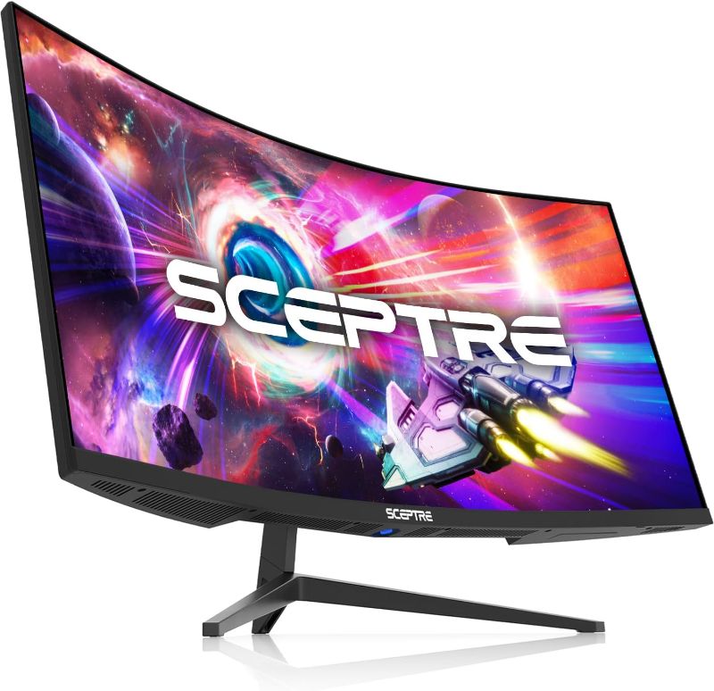 Photo 1 of Sceptre 34-Inch Curved Ultrawide WQHD Monitor 3440 x 1440 R1500 up to 165Hz DisplayPort x2 99% sRGB 1ms Picture by Picture, Machine Black 2023 (C345B-QUT168)
