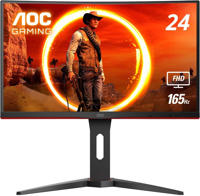 Photo 1 of AOC C24G1A 24" Curved Frameless Gaming Monitor, FHD 1920x1080, 1500R, VA, 1ms MPRT, 165Hz (144Hz supported), FreeSync Premium, Height adjustable Black
