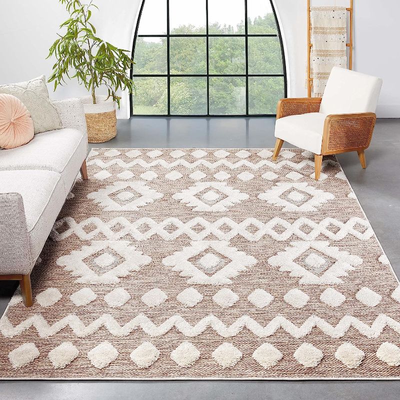 Photo 1 of **SEE NOTES**
Well Woven Bellagio Chiara Tribal Moroccan High Pile Beige Flat-Weave 5'3" x 7'3" Area Rug
