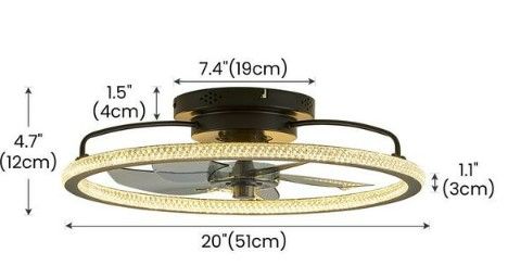 Photo 1 of 19.6 in. LED Indoor Black Low Profile Ceiling Fan with Light Dimmable Reversible Blades for Living Room
