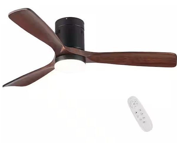 Photo 1 of (PARTS ONLY)52 in. Indoor Low Profile Wood Ceiling Fan with LED Light and DC Motor in Dark Brown Finish and Remote Control
