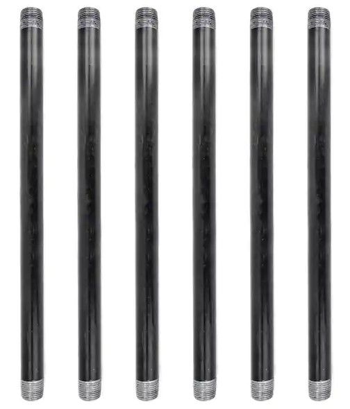 Photo 1 of 1/2 in. x 14 in. Black Industrial Steel Grey Plumbing Pipe (6-Pack)