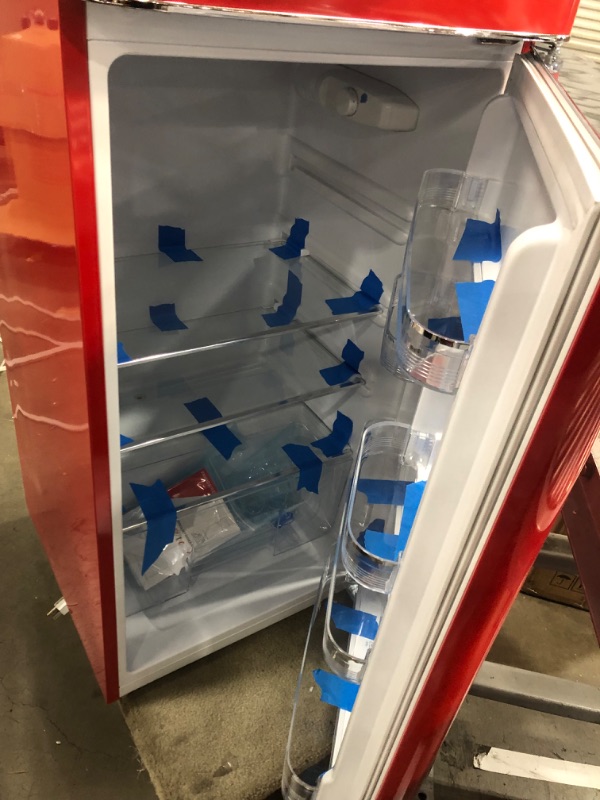 Photo 1 of FRIGIDAIRE EFR756-RED EFR756, 2 Door Apartment Size Retro Refrigerator with Top Freezer, Chrome Handles, 7.5 cu ft, red
