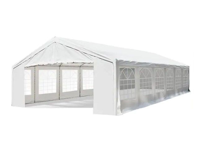 Photo 1 of *INCMPLETE MISSING BOX 1-5 & 7 !! 40 ft. x 20 ft. White Large Outdoor Carport Canopy Party Tent with Removable Sidewalls and Roof UV-Resistance Protection
