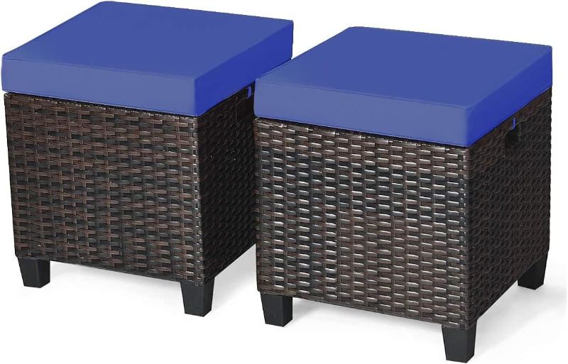 Photo 1 of  2-Piece Rattan Patio Ottoman,