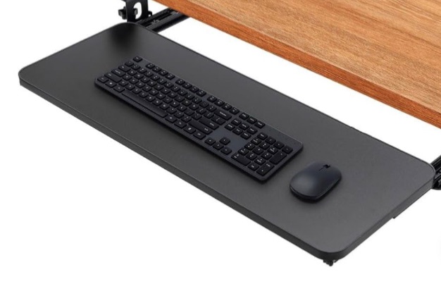 Photo 1 of Homaisson Under Desk Keyboard Tray, 25 x 10’’ Large Keyboard Drawer Tray with Secure C-Clamps, Slide-Out Computer Platform Drawer, Under-Table Keyboard Holder for Home, Office Typing