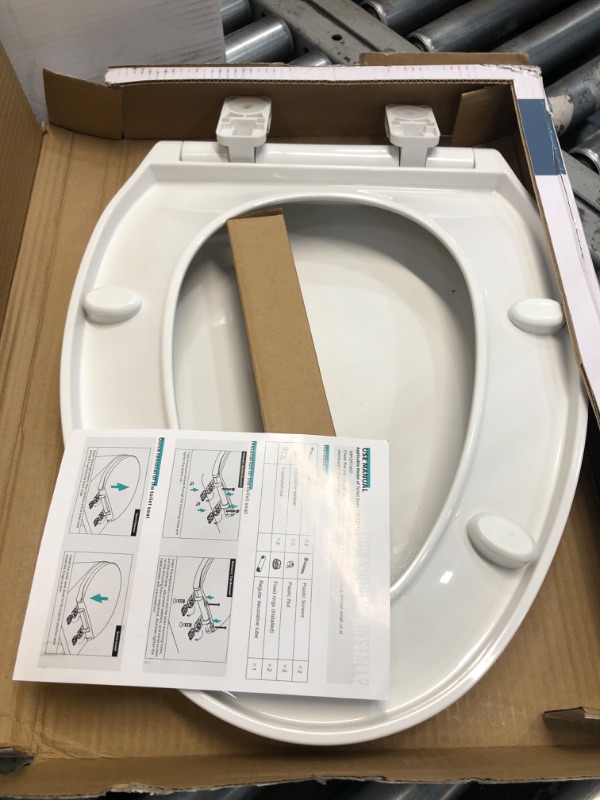 Photo 2 of [READ NOTES]
Toilet seat Elongated with Slow Close Hinges, Four Bumpers Never Loosen and Easily Remove