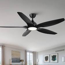Photo 1 of 60 in. Integrated LED Indoor Black Ceiling Fan Lighting with 5 ABS Blades
