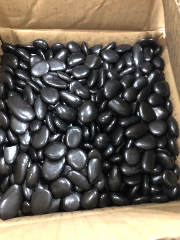 Photo 2 of 5 Pounds River Rocks for Plants,0.4" - 0.6" Black Stones for Garden Landscaping,Aquarium Rocks Black,Landscaping Rocks for Fish Tank,Black Pebbles for Plants, River Rocks for Vases, Garden, Aquarium 5 LBS 1