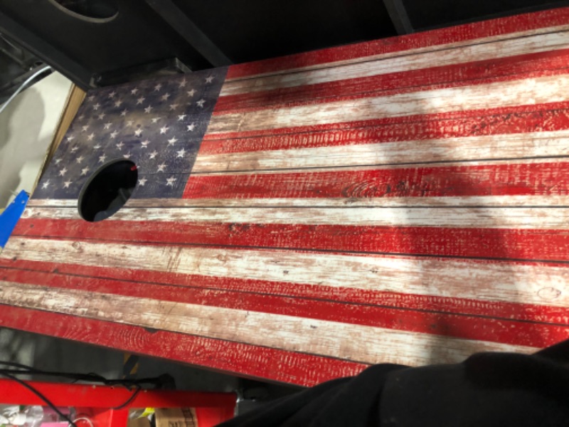 Photo 10 of *MINOR DAMAGE SEE PHOTOS-PREV USED*
GoSports Classic Cornhole Set – Includes 8 Bean Bags, 4’x2’ American Flag