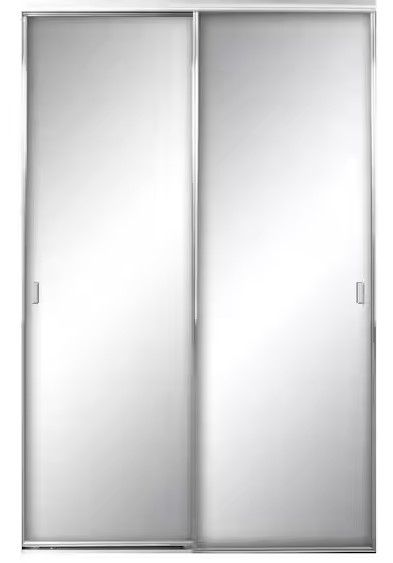 Photo 1 of *DAMAGED*- 96 in. x 96 in. Asprey Bright Clear Aluminum Frame Mirrored Interior Sliding Closet Door
