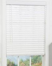 Photo 1 of allen + roth Trim at Home 2-in Slat Width 58-in x 48-in Cordless White Faux Wood Room Darkening Horizontal Blinds
